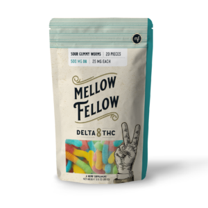 Sour Gummy Worms – 500 mg Delta 8- Mellow Fellow Edibles Candy Shop Cannabis & Kratom